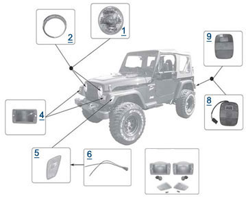 TJ Wrangler Replacement Lighting - 4 Wheel Parts jeep tj wiring diagram for led blinkers 